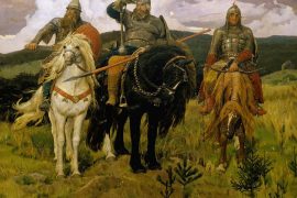 На картине три богатыря на конях в вечном дозоре, они сильны своей дружбой